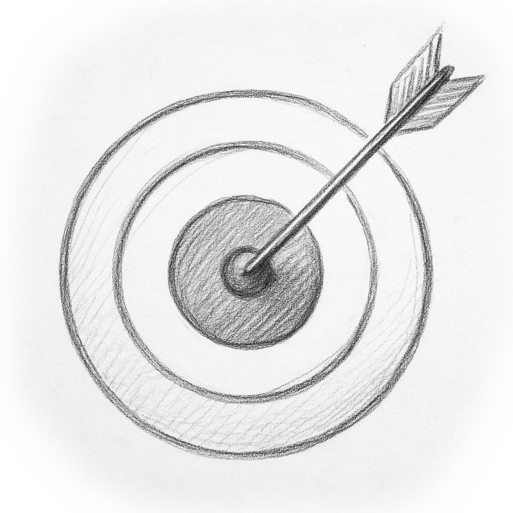 arrow sticking in the middle of a target